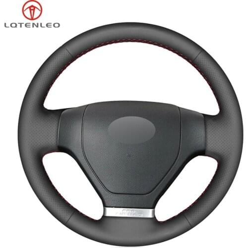 LQTENLEO Black PU Faux Leather DIY Hand-stitched Car Steering Wheel Cover for Hyundai Tiburon 2003-2008 Coupe 2002-2008