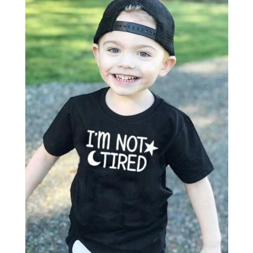 I'm Not Tired Letters Printed Kids Tshirt Toddler Boys Girls Short Sleeve T-shirts Casual Children Fashion T Shirt Clothes