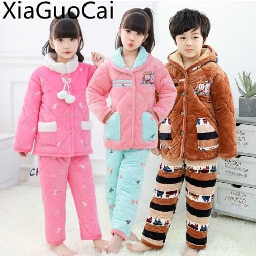 Baby Clothing Pajama Sets Winter Quilted Cotton Boys and Girls Sleepwear & Robe Velvet Pajamas Baby Christmas Pajamas