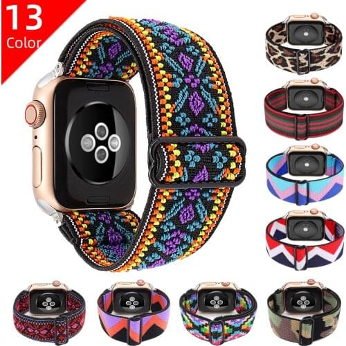 Scrunchie Elastic Adjustment Nylon Loop Strap for Apple Watch 6 SE Band 38 40 42 44mm for Iwatch 5 4 3 Man Women Watch Bracelet