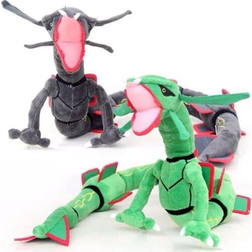 80CM Length Pokemon Dragon Plush Toy Pose Safely Stuffed Toys Black Green Rayquaza Doll Children Birthday Present