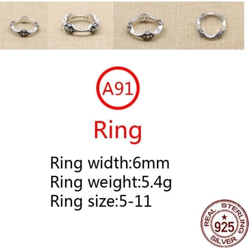 A91 S925 sterling silver ring jewelry personality trend simple cross flower fashion popular hip-hop style gift for lover