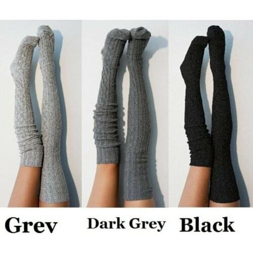 Fashion Lady Women Cable Knit Extra Long Stockings Over Knee Thigh High Warm Pantyhose Trim Tights