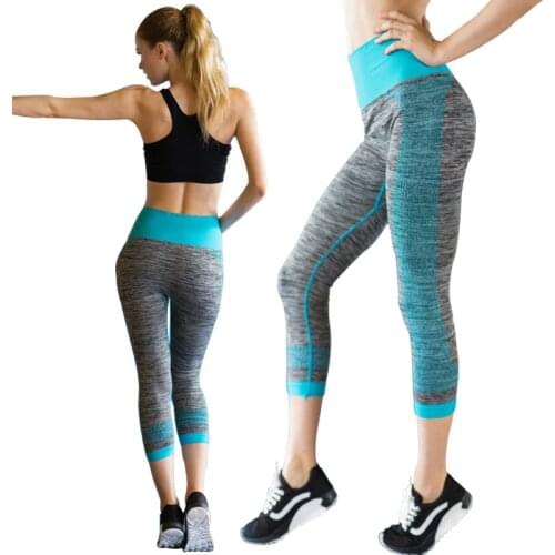 COLORFUL SERIES Womens Yoga Pants High elasticity Waist Gym Leggings Fitness Stretch Sport 7 point Pants Training Trousers
