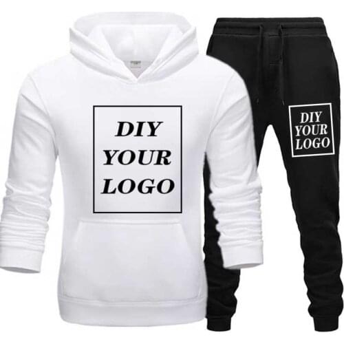 Custom Logo Printed Hooded Jacket and Pants Padded SweatshirtComfortable Unisex DIY Logo Streetwear Sportswear Suit