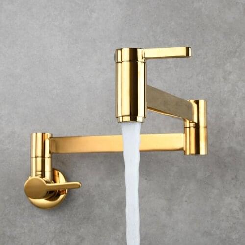 Copper square double switch enter wall type folding basin faucet kitchen used by leading mop pool extended leader