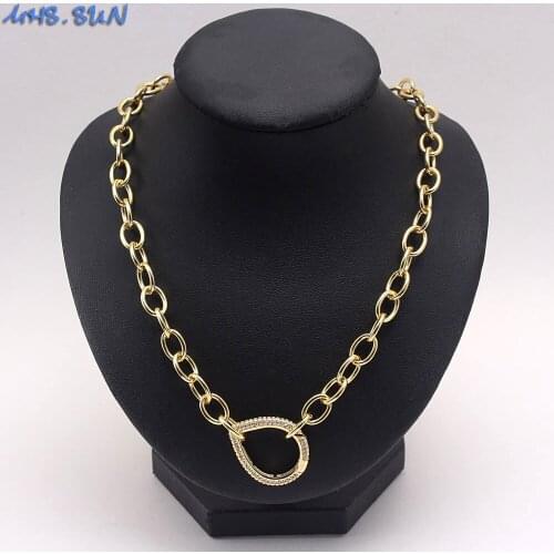 MHS.SUN Fashion Waterdrop Design Zircon Pendant Necklace For Women/Girls Jewelry Chunky Chain Bracelet Gold Color Party Gift 1PC
