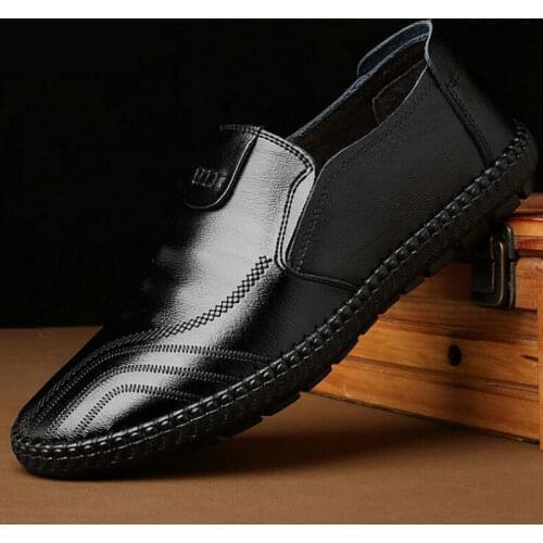 Fashion Men Dress Leather Shoes Slip On Loafers Driving shoes Male Formal Oxford Shoes Flats soft Casual Shoes LK-61