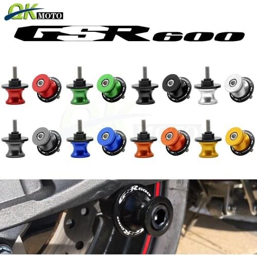 Motorcycle CNC Aluminum Accessories 8mm Swingarm Sliders stand Swing Arm screw For Suzuki With logo gsr600 GSR 600 2006-2010