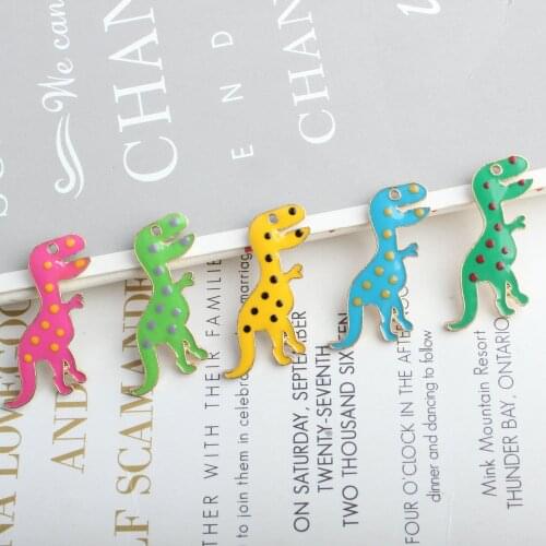 Cartoon Spotted Dinosaur Enamel Charms Alloy Animal Dangle Charms Pendant fit DIY Necklace Bracelet Drop Oil Accessories Craft