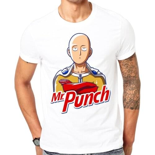Men T-shirts fashion Fabulous Short Sleeve T-shirts Men Boy Anime One Punch Man Mr. Punch Group comfortable Tops Tee