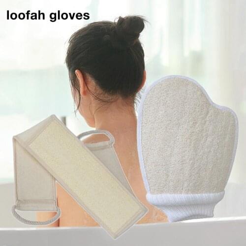 Natural Soft Loofah Bath Shower Unisex Loofah Bath Massage Spa Scrubber Sponge Back Strap Gloves Skin Cleaning Tool