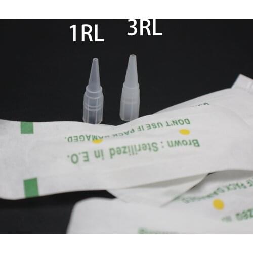 100Pcs Tattoo Needle Tips 1RL 3RL 5RL Nozzle individual Package Needle Caps For Permanent Makeup Eyebrow Lip Tattoo Machine