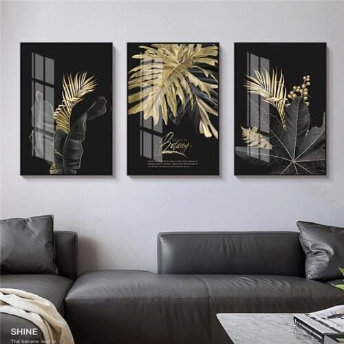 Wall Painting Gold Plants Art Posters and Print Wall Art Canvas Painting Nordic Pictures for Living Room Home Decor No Frame