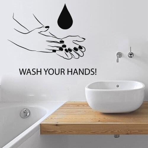 Bathroom Wall Sticker Hygiene Rule Decals Quote Wash Your Hands Vinyl Decal Handwashing Fluid Pattern Home Decor Wall Decoration