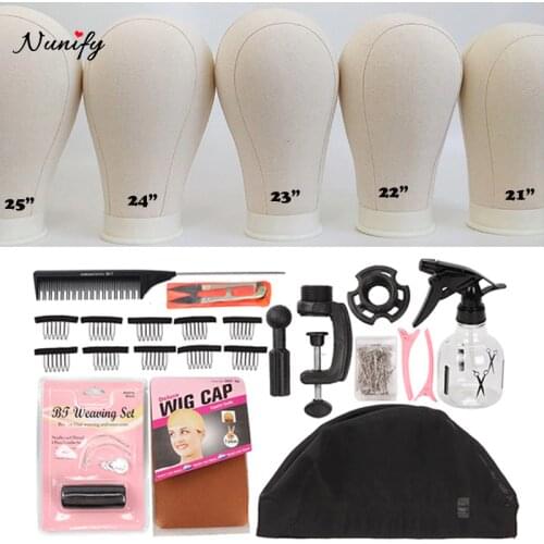 New Wig Stand Canvas Head With 50Pcs T Pins Maniquin Head Wig Making Accessories 21-25 Inch Styrofoam Heads With Table Clamp