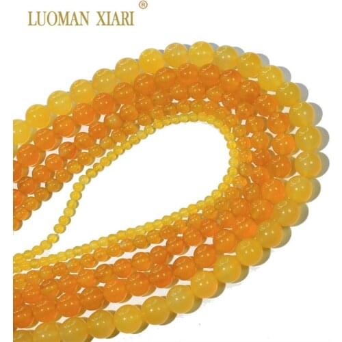 AAA+ Wholesale Natural Stone BeadsYellow Agat Chalcedony For Jewelry Making DIY Bracelet Necklace 4/6/8/10/12 mm Strand 15