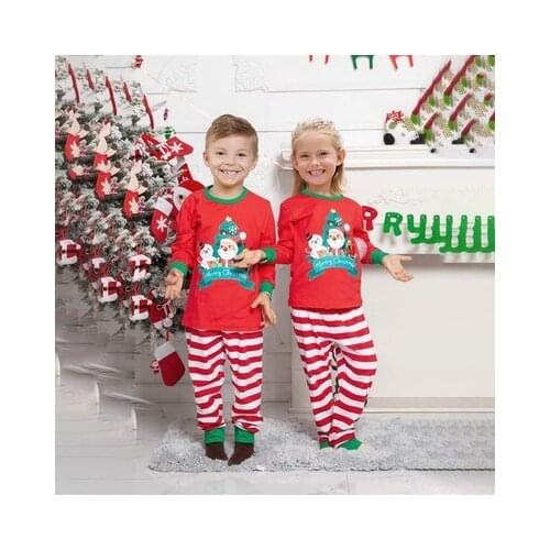Autumn And Winter Tshirt Suit Christmas Day Suit Red Cartoon Printing Casual Loose Home Wear Pajamas Parent-child T-shirts Suit
