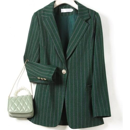 Striped suit jacket female spring autumn 2021 new Korean style long-sleeved casual fashion temperament small suit waist top