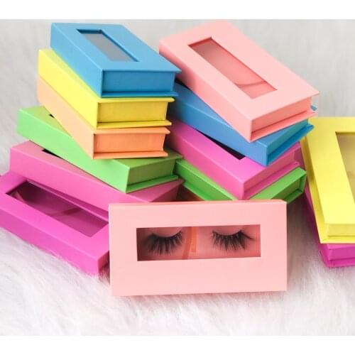 Eyelash Packaging Wholesale Empty Lashes Box with Clear Tray Rectangle Lash Candy colors Cases Lash Boxes Solid color Package