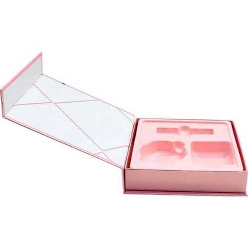 Made in China custom magnetic book shape boxes for cosmetic set packaging with plastic insert