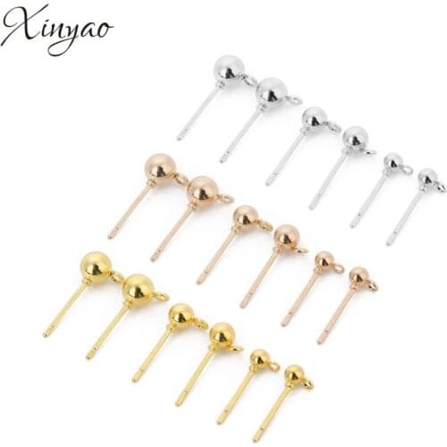 XINYAO 20pcs/lot Gold Silver Rhodium Plated Stud Earrings Post Stopper Earplugs Jewelry Finding Make DIY Accessories Combination