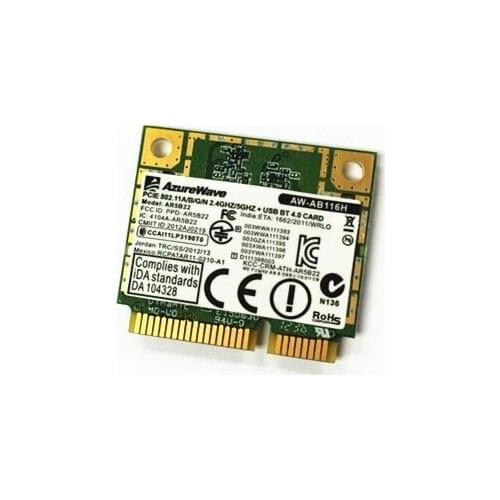 SSEA Wholesale New Wifi Bluetooth 4.0 Network Card for AzureWave AW-AB116H AR9462 AR5B22 WB222 Half Mini PCI-E 2.4G/5GHz 300Mbps