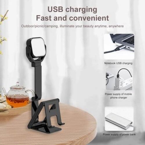 5W Live Camera Fill Light Phone Bracket Foldable Desktop Mobible Phone Holder