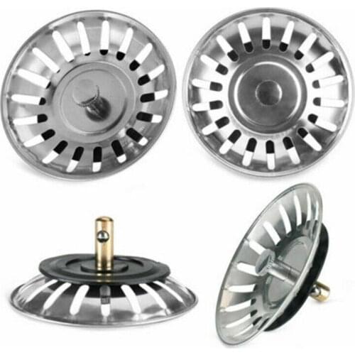 Stainless Steel Kitchen Sink Stopper Plug for Bath Drain Colander Drainer Water Basin Rubber Sink Strainer Cover Hole