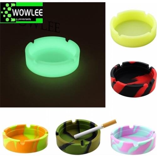 1pcs Glow In The Dark Luminous Silicone Soft Ashtray For Smoking Cigarette Cigar