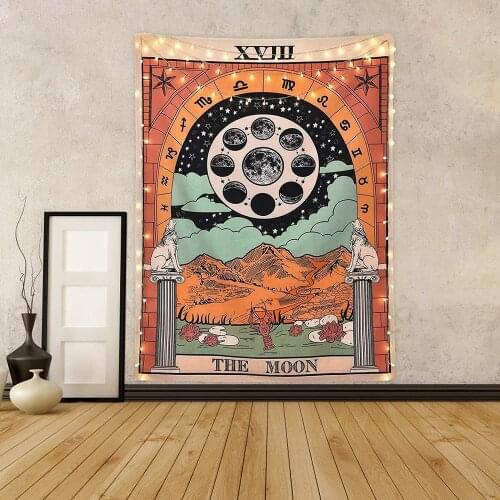 Tarot Tapestry The Moon Tarot Card Tapestry Medieval Europe Mysterious Tapestries Room Home Decor Aesthetic Room Decor Tapiz