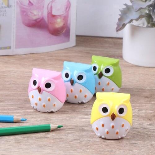 1PC Stationery Student Double Control Cartoon Pencil Sharpener Kawaii Owl Pencil Sharpener Cutter Knife Promotional Gift