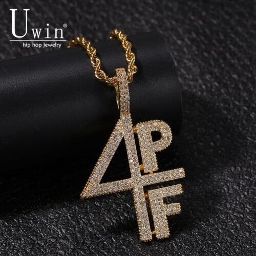 Uwin 4PF Pendant Cubic Zirconia Micro Paved Four Pockets Full LilBaby CZ Bling Iced Out Necklace For Men Jewelry