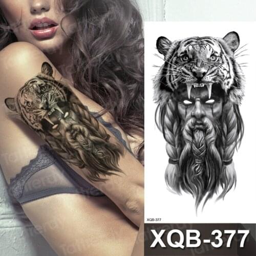 Crown Lion Cross Temporary Tattoos For Men Women Tiger Demon Rose Forest Fake Tattoos Forearm Thigh Half Sleeve Tatoos Stickers