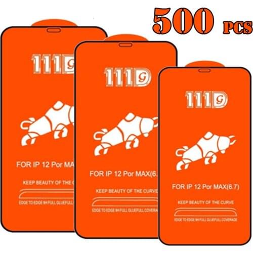 500pcs 111D Tempered Glass Full Cover Curved Screen Protector Film Guard For iPhone 12 Mini 11 Pro Max XS XR X 8 7 6 6S Plus SE
