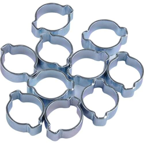 10pcs Double Ears Hose Clamp, 2 Ear Wide Adjustable 17-20mm Zinc-Plated Steel Hose Fuel Clamp Clips, Fuel Clamp Kit