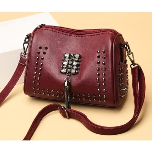 2021 New Luxury Rivet Diamond Handbags Leather Crossbody Bags For Women Shoulder Bags Designer Ladies HandBags Female