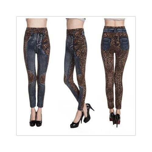 Womens Denim Look Ripped Faux Jean Leggings Jeans clothes