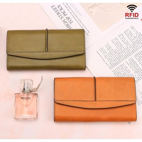 Women Long Wallet Genuine Cow Leather Anti-Rfid Clutch Purse Female Walet Coin Card Holder Multi-Capacity PORTFOLIO Portomonee