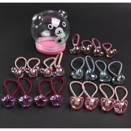 100box 10pcs/bag and 20pcs/bag Cute Rabbit Star Princess Headwear Elastic Hair Bands Sparking Mini Headdress Tie Gum Ropes