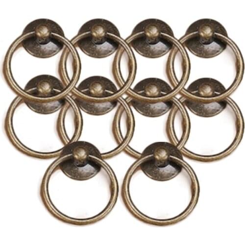 2/5Pcs Vintage Round Ring Furniture Pull Handle Zinc Alloy Cabinet Pulls Drawer Dresser Cupboard Knobs for Wooden Box