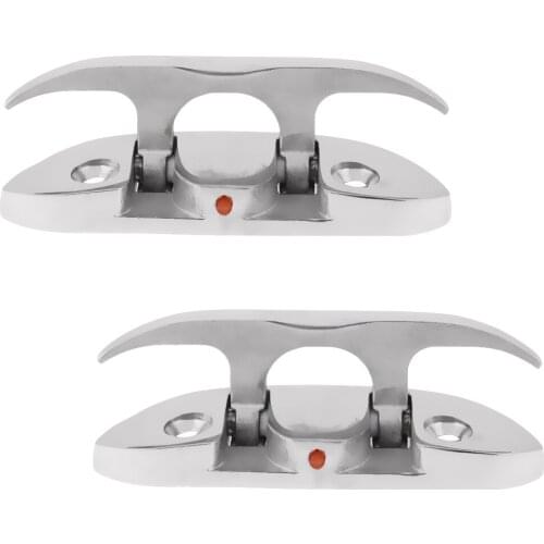 2 Pack Folding Cleat for Boat Stainless Steel,4-1/2inch (Silver)