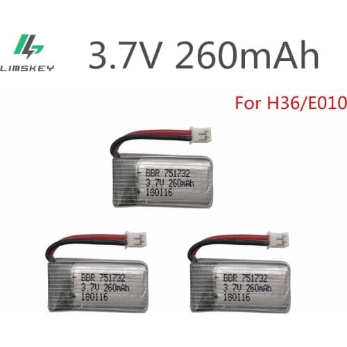 3pcs 3.7V 260MAH For E010 E010C E011 E013 H36 Mini RC Quadcopter 3.7V 260MAH 30C Libo Battery Upgrade Capacity Battery