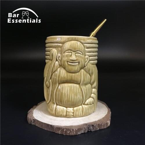 350ml New Hawaii Tiki banboo Mugs Cocktail Cup Beer Beverage Mug Wine Mug Ceramic Bamboo Tiki Mug