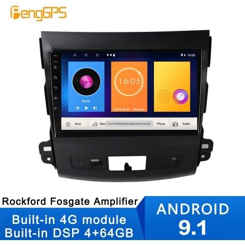 4+64G Android 9.1 Car No DVD Player GPS Navigation for Mitsubishi Outlander 2006-2011 Radio Stereo Multimedia IPS 9 Inch DSP