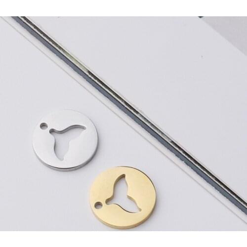 5pcs New mirror polished stainless steel fish tail round brand pendant hollow Mermaid DIY jewelry necklace bracelet accessories