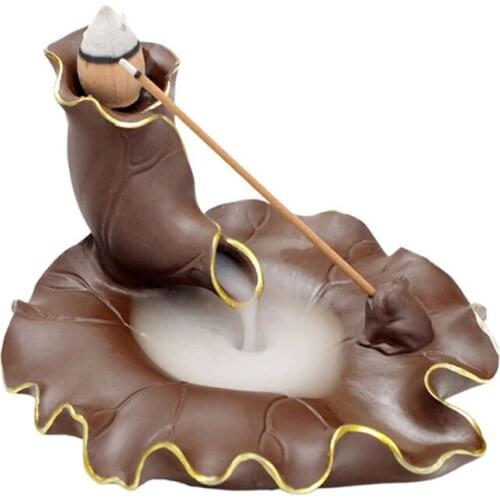 Lotus Backflow Incense Holder Aroma Burner Indoor Sandalwood Incense Burner Purifying Tool Air Incensario Home Decor EB5XX