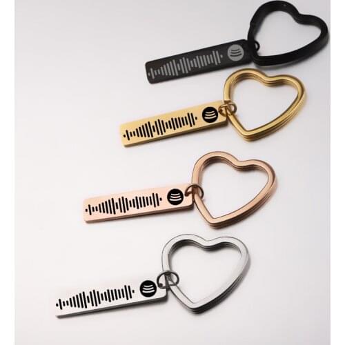 Love Heart Shape Custom Keychain Music Spotify Scan Code Laser Engraving Key Chains for Women Men Custom Gift