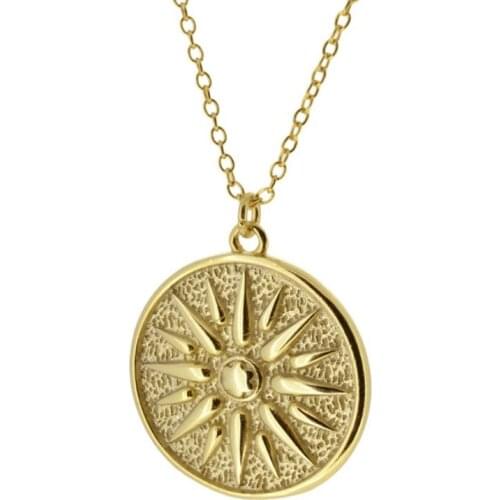 Medallion Pendant Necklace with Sunlight Embossed 925 Silver CZ Exquisite Necklace Fashion Jewelry for Women Birthday Gift