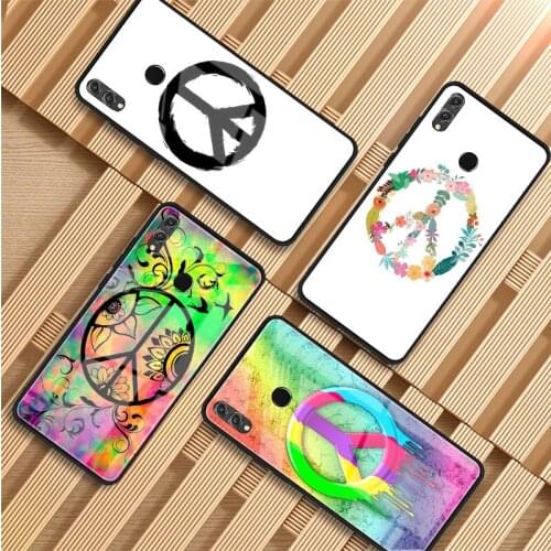 Hippie Psychedelic Art Peace Tempered Glass Phone Case For Huawei P20 P30 P40 P40 Lite Pro Psmart Mate 20 30 Cover Shell